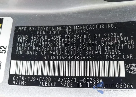 2024 Toyota Camry Se Night Shade/Se из США, поврежденный, VIN 4T1G11AK9RU856321